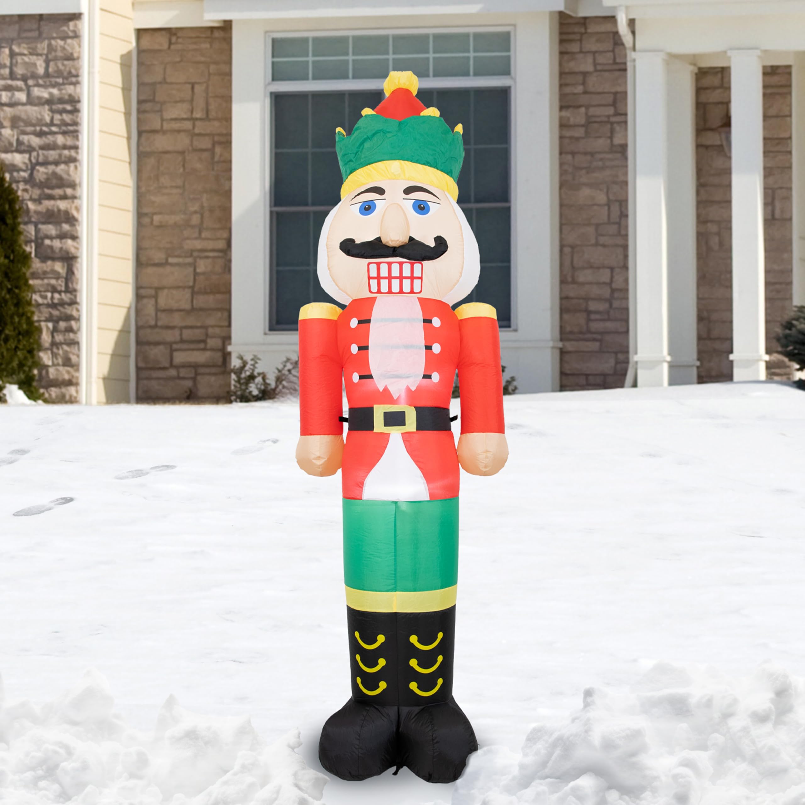 Photo 1 of Sunnydaze 8 ft Nathaniel The Nutcracker Inflatable Christmas Decoration - Indoor or Outdoor Use - 3 White LED Lights