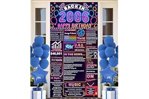 COOSOAR Back In 2006 18th Birthday Decorations Happy 18th Birthday Banner Backdrop Vintage Birthday 18 Years Ago Theme Decor 18th Gifts for Boy and Girl 18th Birthday Party Supplies Neon