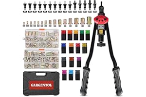 GARGENTOL Rivet Nut Tool Kit, 16-Inch Rivnut Tool with 15 Metric & SAE Mandrels and Rivet Nut Gun, 200pcs Rivnut Tool Kit Ass