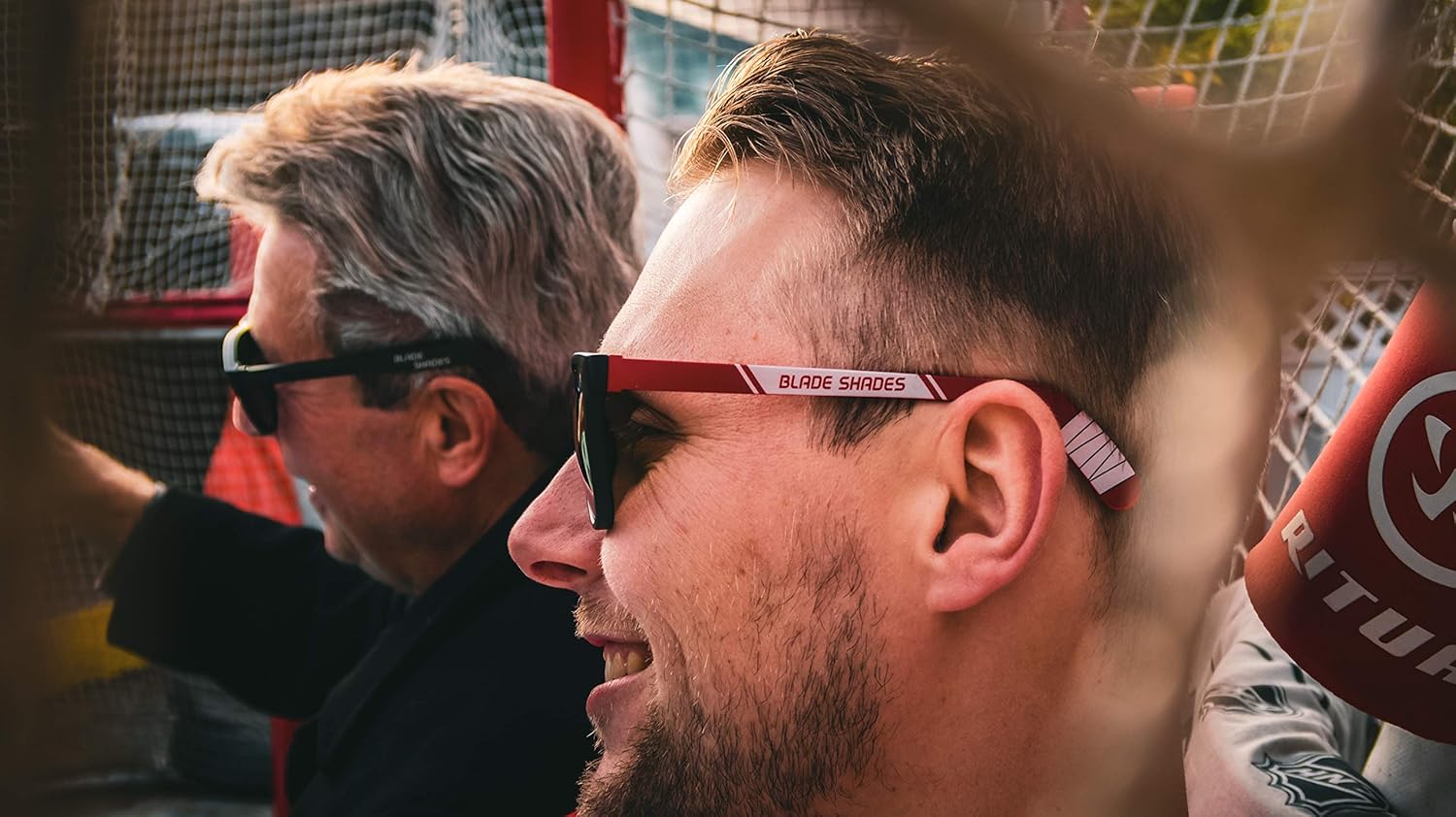 Blade Shades Hockey Stick Sunglasses - Original - 100% UV Protection, Fun Sunglasses for Players and Fans (Red/Black Frame, Red Mirror Lens): Clothing