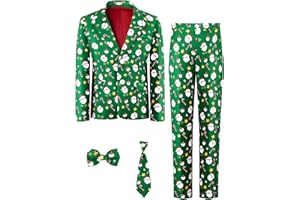 Latnnut Kids Christmas Suits for Boys 4 Piece Including Jacket,Pants and Bow Tie for Festive Gatherings 5-12 Years