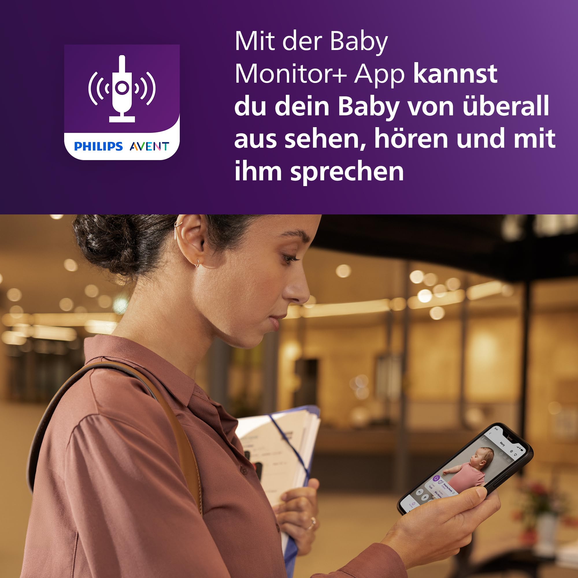 Philips AVENT Premium Connected Babyphone mit Kamera, das bisher Beste Babyphone, Schlaf- und Atmungs-Tracking mit KI, Schrei-Interpretation, DEKRA Zertifiziert privat und sicher, SCD973/26 6