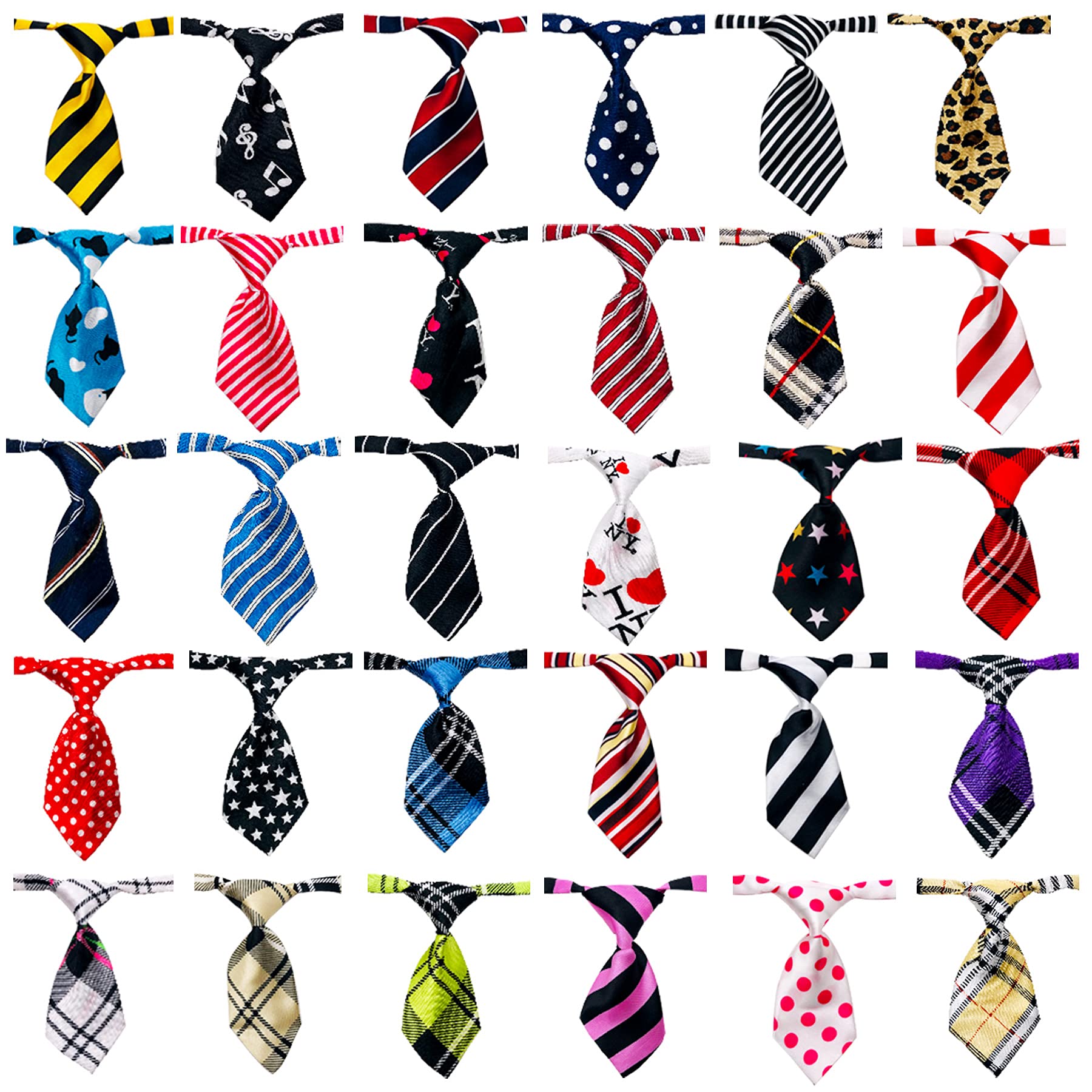 BIPY 30pcs Dog Neckties Collar Bow Tie Adjustable Pet Paw Printed Neck Ties for Small Medium Large Cat Party Festival Birthday Gift Wedding Doggies Grooming Accessories