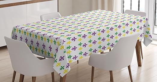 Amazon Com Ambesonne Mardi Gras Tablecloth Fleur De Lis In Mardi