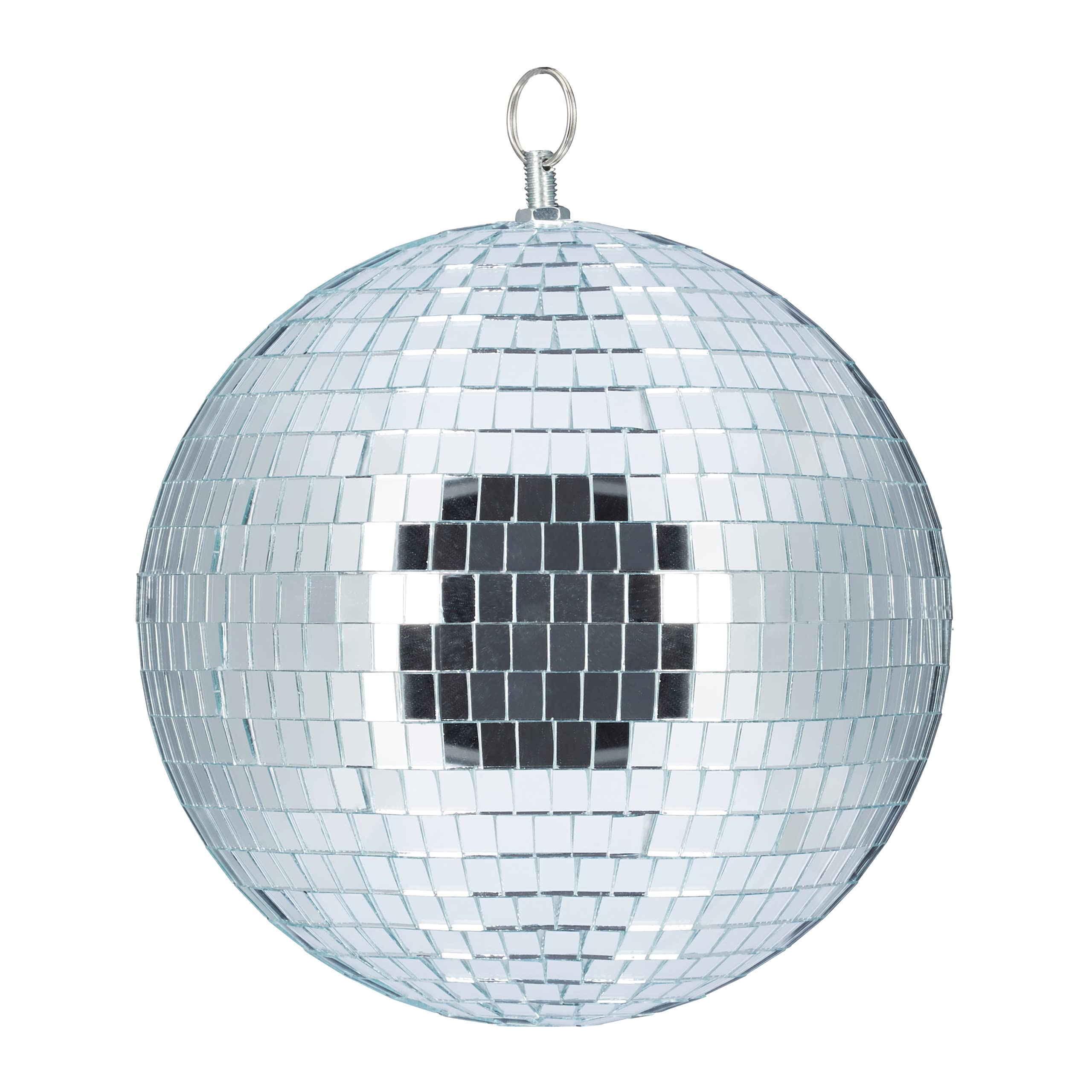 Relaxdays Mirror Ball, Large Ceiling Light, Party Decoration, Disco & New Year’s Eve, Shiny, Reflecting, Ø 20 cm, Silver
