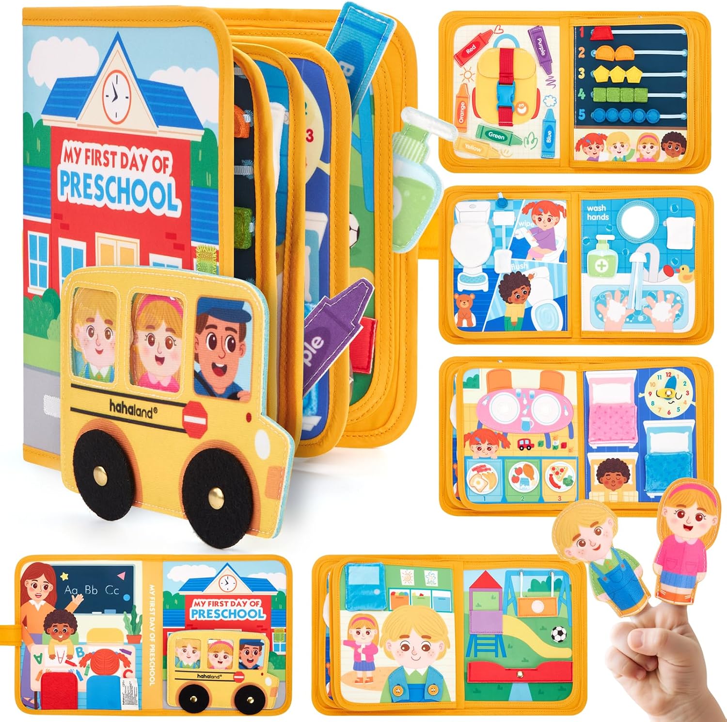 hahaland Preschool Busy Books for Toddlers 2-4 - Montessori Toddler Busy Board for 2 3 Year Old, 20 in 1 Quiet Book Educational Toddler Toys for 1 2 3 Year Old Boy Girls Gifts