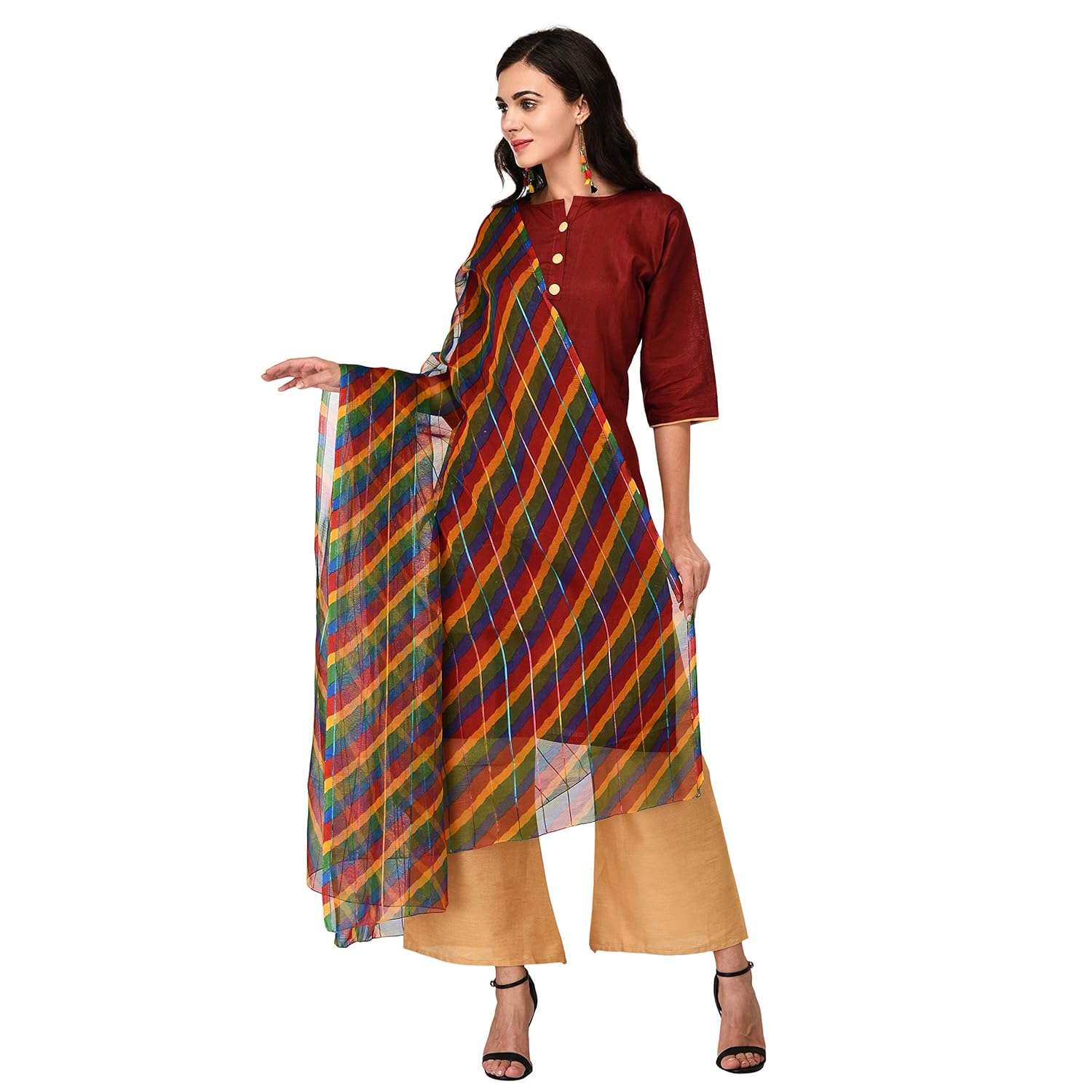 nakoda women's printed polyester dupatta (multicolour, free size)