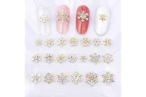 SHUXILIN 20pcs Metal Christmas Nail Charms Alloy Snowflake Nail Rhinestones Gold Nail Art Charms Nail Studs Snowflake Luxury Nail Crystal Diamond for Acrylic Nails Nails Gems for Women Girls Christmas Nail Art