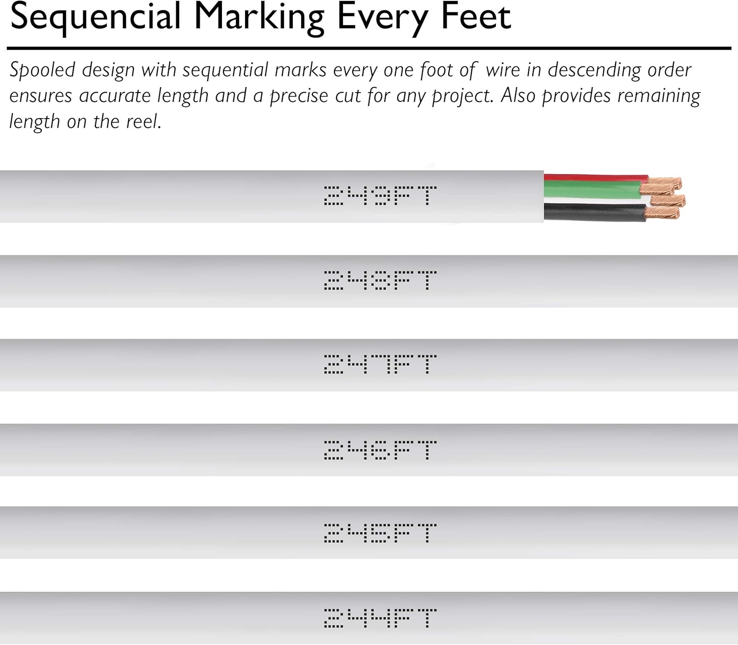 GearIT Pro Series 12 Gauge 4-Conductor Speaker Wire (250 Feet / 76 Meters) 12 AWG OFC (99.9% Oxygen Free Copper) Speaker Wire CL2 Rated for in-Wall Speaker Cable, White: Electronics