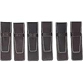 DiLoro Soft Full Grain Genuine Leather Single Pen Case Holder Pouch Sleeve Protector Pens Pencils Pencases (Brown Cow, Set of 6)