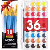 AROIC Watercolor Paint Set, 36-Color Watercolor Paint with 10 Brushes | Non-Toxic Washable Watercolors for Adults, Art Suppli