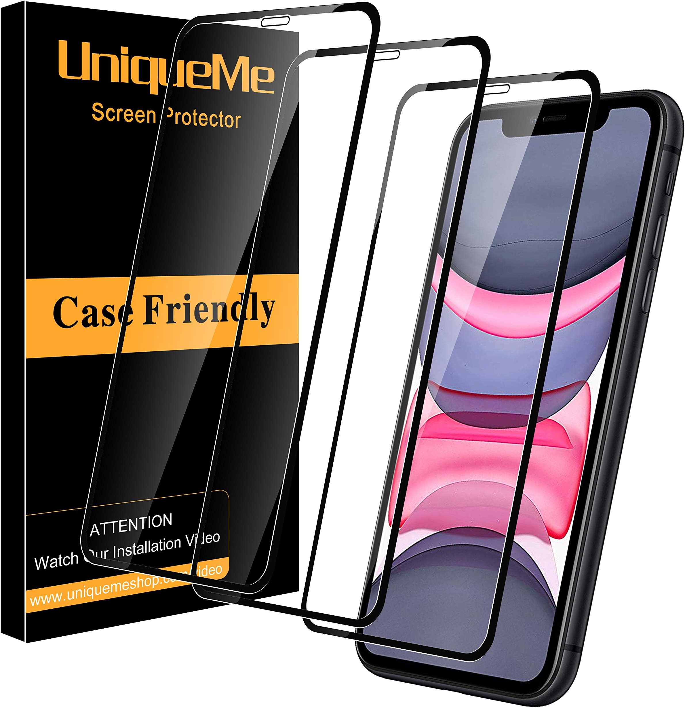 [3 Pack] INGLE Compatible with iPhone XR Screen Protector,Full Coverage Tempered Glass Screen Protector Film Edge to Edge Protection for iPhone XR - Black