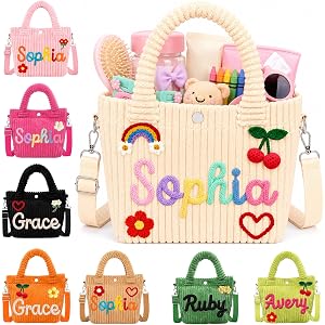 Personalized Toddler Purses Gift for Girls Custom Tote Handbag with Name | Toddler Crossbody Bag Soft Corduroy Little Girls P