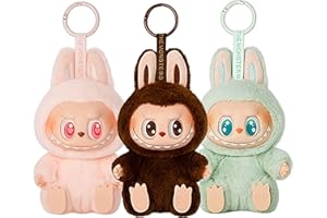 HQDZSZ Labubu Keychain - Cute Plush Collectible Pendant for Bags, Keys & Backpacks - Soft Toy Keyring, Modern Home Decor Gift