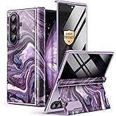 GVIEWIN for Z Fold 7 Case with Privacy Screen Protector [Compatible with Magsafe][Built-in Kickstand] Magnetic Full-Body Hinge Protection Slim Phone Case for Samsung Galaxy Z Fold 7, Quicksand/Purple