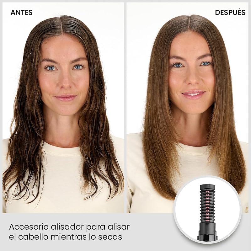 Cepillo de aire Perfect Finish – Peinados perfecto, 3 accesorios para Alisar, Agregar Volumen y Dar forma, 2 ajustes de calor + Aire frío, Tecnología iónica antiencrespamiento, AS126E