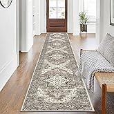 Pauwer Hallway Runner Rug 2x10 Washable Rugs Runner Non Slip Carpet Runner Boho Farmhouse Vintage Throw Area Rugs Floor for Kitchen Entryway Laundry Room Bedroom Bathroom, Grey Brown