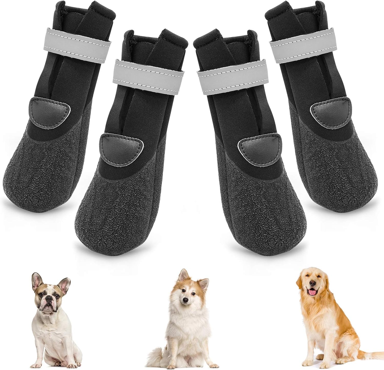 WBYJ Dog Boots 4 Pieces Waterproof Dog Shoes Soft Pet Paw
