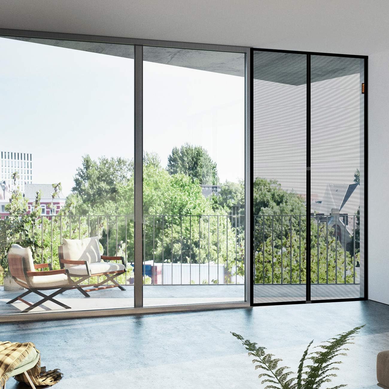 MAGZO Magnetic Screen Door 72 x 80, Fiberglass French Door Mesh Curtain with Heavy Duty Fits Door Size up to 72"x80" Max-Grey - - 