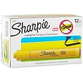 Sharpie Tank Style Highlighters, Chisel Tip, Yellow, 12 Count