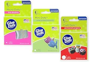 Glue Dots, Crafter's Pack, Double-Sided, Mini Dots, Craft Dots, Micro Dots, Permanent, 825 Dots, DIY Craft Glue Tape, Sticky Adhesive Glue Points, Liquid Hot Glue Alternative, Clear, 3 Pack