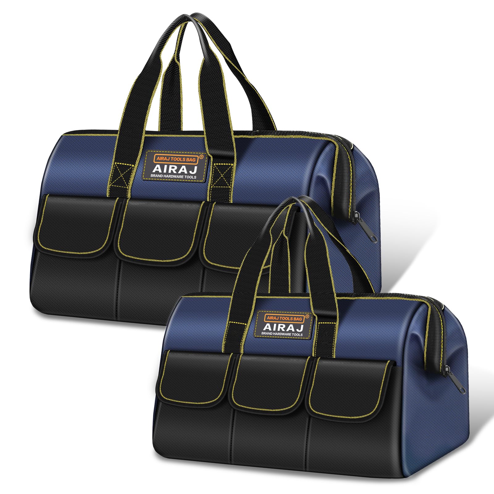 Tool Bag 2-Pack Set | AIRAJ 16" & 18" Small Tool Bag | Wide Mouth Tool Bags for Men and Women | Small Tool Tote | Tool Organizer for Home Repairs,Garage Storage,Professional Work | Portable Tool Box