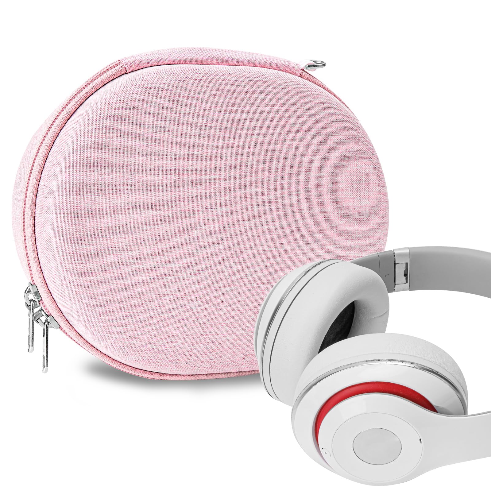 Geekria NOVA Headphones Case Compatible with Beats Studio Pro/3 Wireless/2, Replacement Hard Shell Travel Carrying Bag with Cable Storage (Pink)
