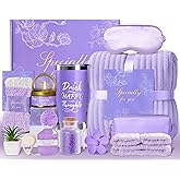 Birthday Gifts for Women, Self Care Gifts Get Well Soon Gifts, Lavender Relaxing Spa Gifts Basket Care Package w/Flannel Blanket & 20 oz Tumbler, Mothers Day, Christmas, Friendship Gift for Mom Wife