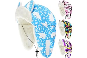 JpGdn Dog Winter Hats for Small Dogs Boy Trapper Hats with Ear Cover Soft Fleece with Adjustable Elastic Cord Bule Polar Bear S