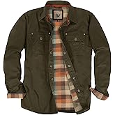 Gioberti Men's 100% Cotton Brushed and Soft Twill Shirt Jacket with Flannel Lining