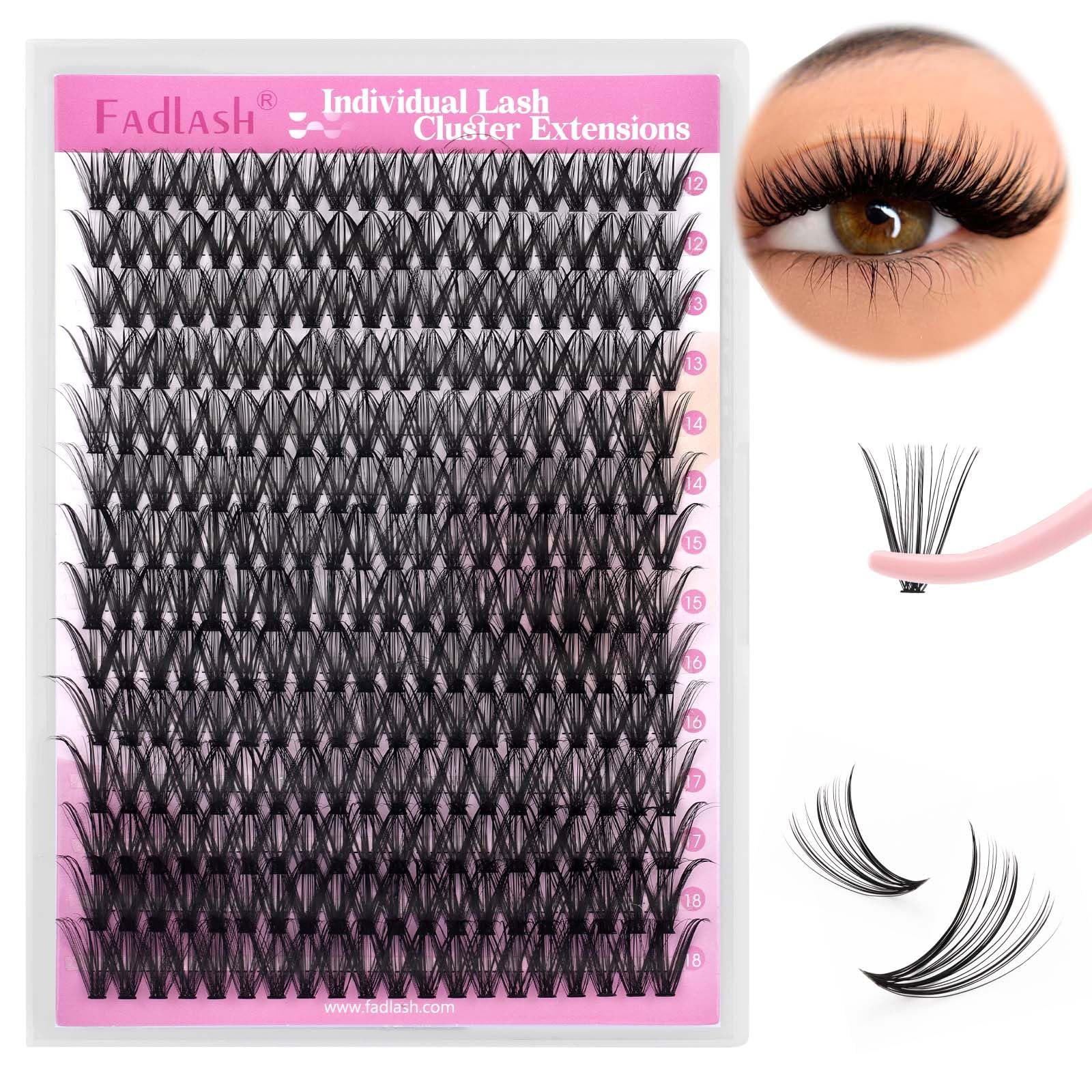 FADLASH 30D 0.07mm C Curl 12-18mm Mixed Trays Cluster Lashes DIY Eyelash Extensions