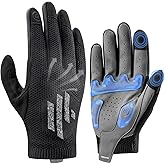 ROCKBROS Mountain Bike Gloves for Men Cycling Glove Touch Screen Anti-Slip Gloves Breathable Knitted Full Finger Bicycle Gloves for MTB Road Biking Outdoor Working Black Reflective Spring Autumn