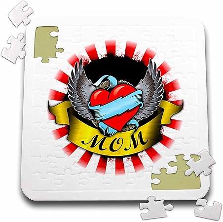 Amazon カルステンライジンガーイラスト Illustrations Mom Crest With Wings And Tattoo ハート 10 X 10インチパズル P 2 ジグソーパズル おもちゃ