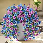 INQCMY 2Pcs Artificial Fake Hanging Flowers for Outdoors UV Resistant Artificial Plants for Spring Summer Decor Look Real Faux Flowers for Outside Home Planter Porch Patio Decor