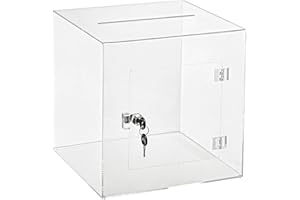 AdirOffice 12" x 12" Acrylic Ballot Box Donation Box with Easy Open Rear Door - Durable Acrylic Box with Lock - Ideal for Vot