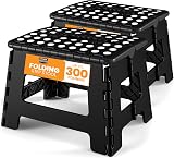 Utopia Home Folding Step Stool 9 Inch, 300 lbs, Anti Slip, Pack of 2, Black