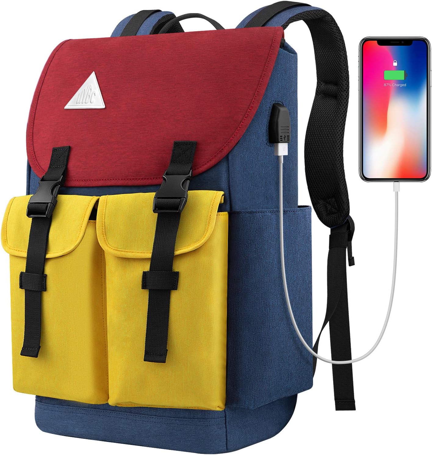 Travel Laptop Backpack, Durable College Students Backpack with USB Charging Port, Water Resistant Drawstring Closure Computer Bag Bookbag for Women Men Fit 15.6 inch Laptop