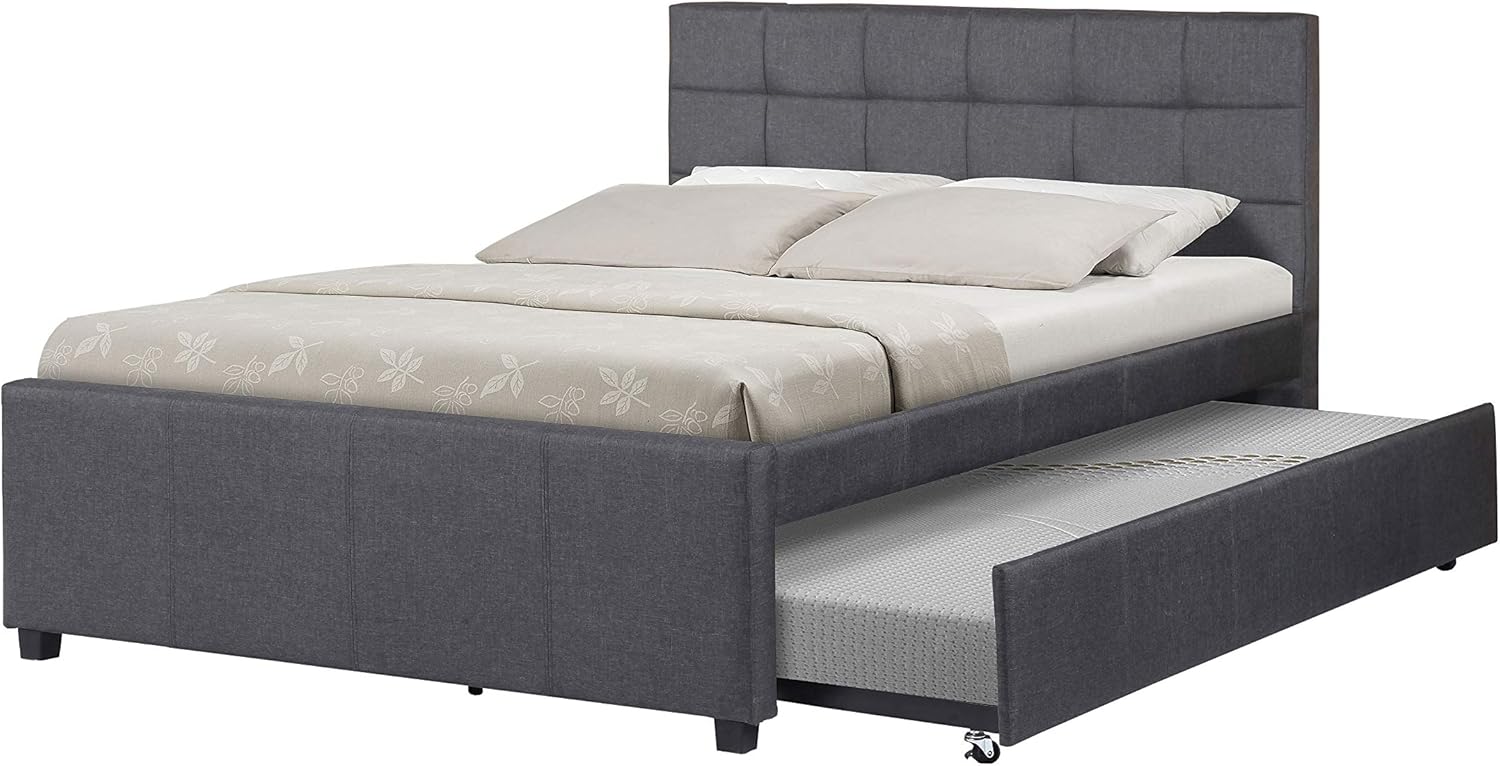 Best Quality Furniture Full Bed W/Trundle, Dark gray