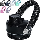 Haloera Stronger Chug Cap for YETI Rambler Lid - 12 18 26 36 64 oz, Handmade Paracord Handle Spout Lid for YETI Rambler Top, Detachable Gasket & Handle