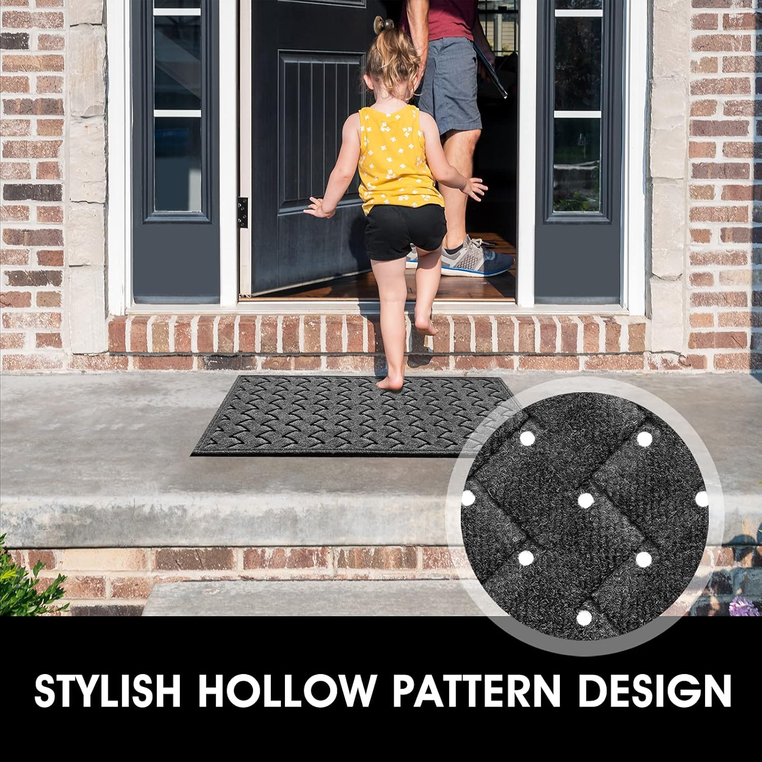 Outside Inside Front Door Mat - 35”x23.5” Durable Rubber Door Mat Entrance Welcome Rug Heavy Duty Floor Mat for Entry, Patio, Back Door (Dark Grey): Kitchen & Dining