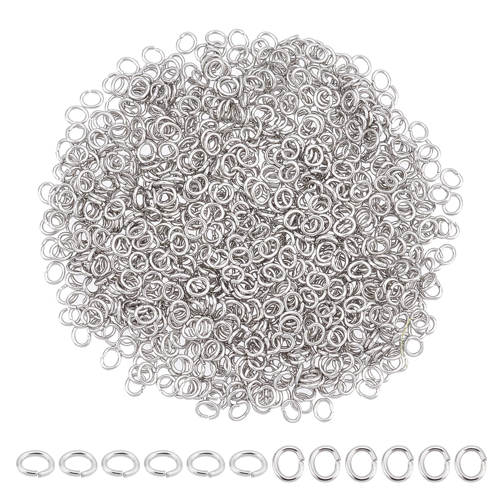 DICOSMETIC 1000pcs 2.5mm Oval Stainless Steel Jump Rings
