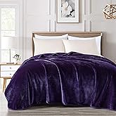 Chezmoi Collection Heavy Single Ply 12.2 Lbs Oversized Korean Style Faux Mink Blanket, 750GSM Thick Silky Soft Plush Raschel Mink Blanket, 92" x 106" US King, Solid Purple