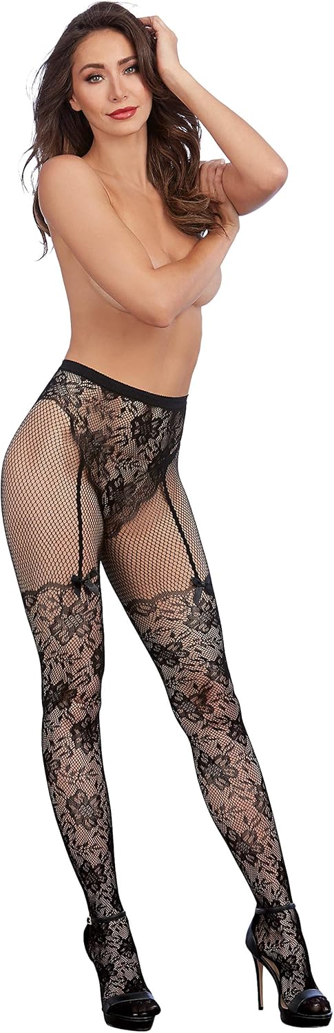 Dreamgirl Women's Pantyhose, Black, One Size: Clothing