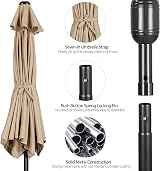 Yaheetech 2.7M Garden Parasol Umbrella Tan 8 Ribs Crank Tilt view 6