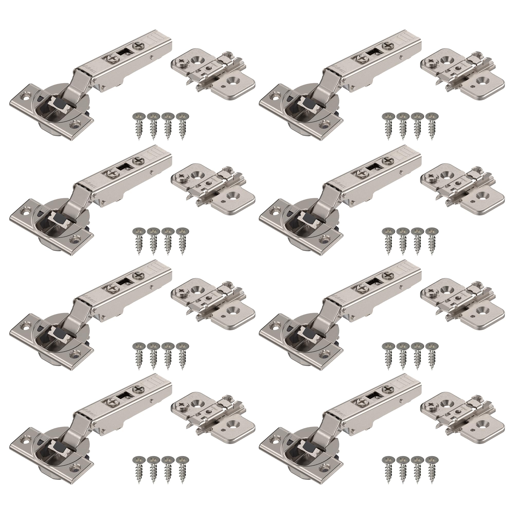 Photo 1 of ****SIMILAR ITEM****
Blum Clip top BLUMOTION Hinge Kit (4 Kits), Full Overlay, 110° Opening Angle, Steel, Soft Close Euro-Style Hinges with Clip Mounting Plate for Frameless Cabinets