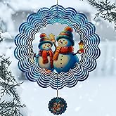 3D Snowman Wind Spinners for Yard and Garden Christmas Decor 12 Inch Outdoor Metal Stainless Steel Wind Spinner Unique Gift Xmas Wind Sculptures