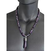 Amethyst and Black Onyx Yoga Healing Crystal February Birthstone Jewelry Long Necklace for Men