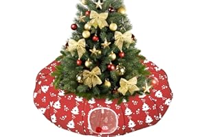 Pawaboo Cat Tunnel Bed Under Christmas Tree, 35.4'' Christmas Cat Toy Circle Tunnel with Toy Ball, Decorative Christmas Festi