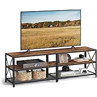 VASAGLE TV Stand for TV up to 70 Inches, TV Bench, Entertainment Center, 3-Tier TV Console, Rustic Brown and Black ULTV095B01