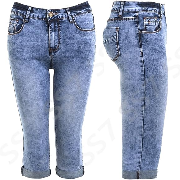 denim pedal pusher shorts